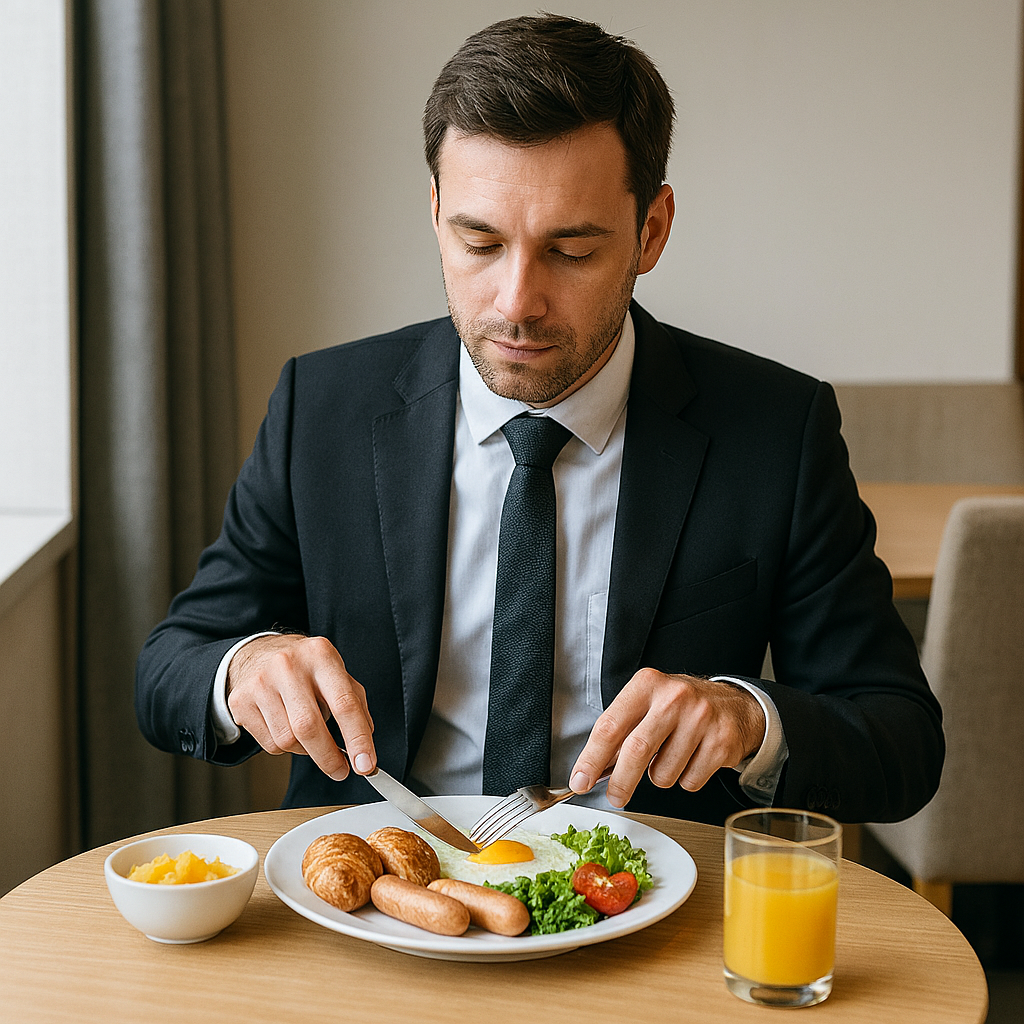 Arrogant, self-righteous, college-educated asshole eating breakfast.